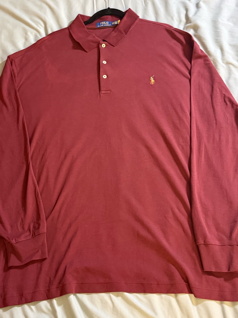 Polo by Ralph Lauren Long Sleeve Polo - Maroon with Gold Logo